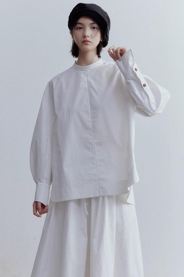 Silhouette Sleeves Cotton Shirt