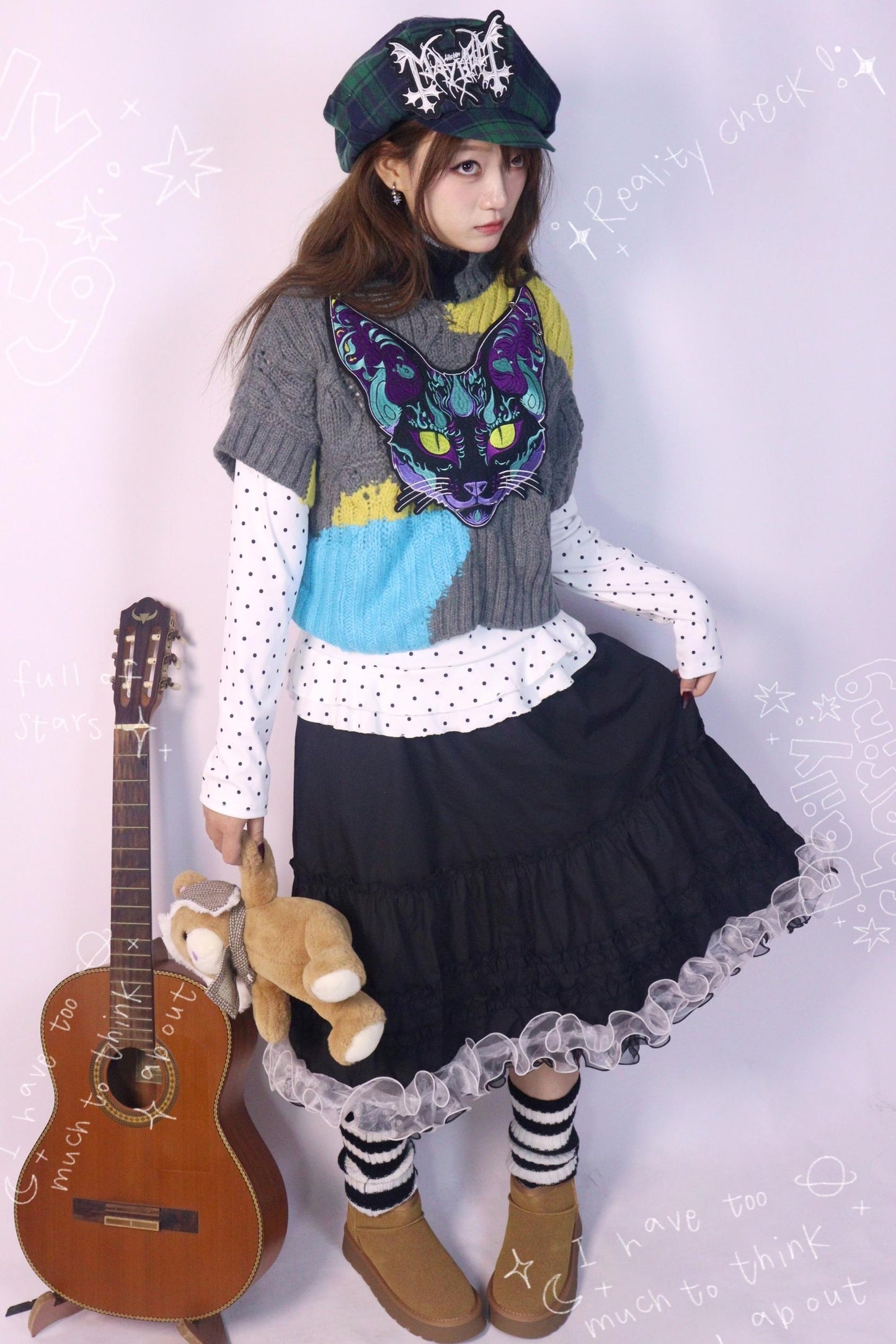 Color-Blocked Knit Sweater Top Set-Up