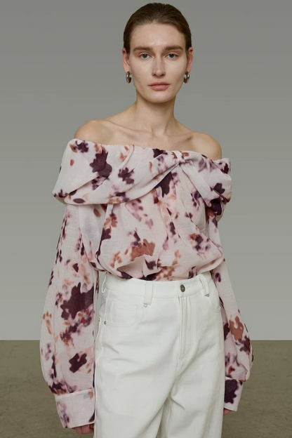 Elegant Tie-Dye Off-Shoulder Blouse