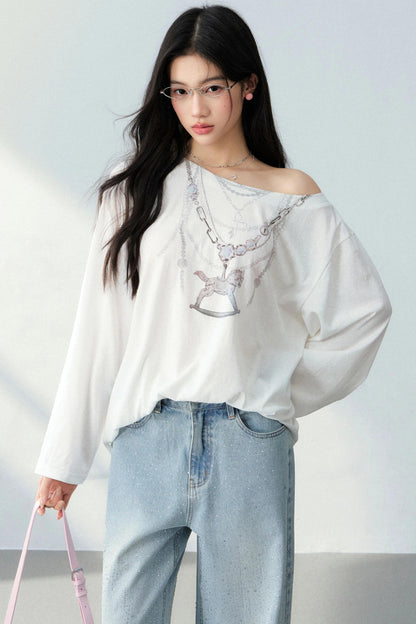 Pony Necklace Off-Shoulder Top Set-Up