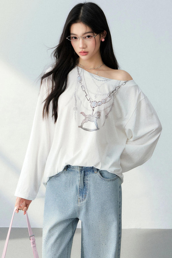 Pony Necklace Off-Shoulder Top Set-Up