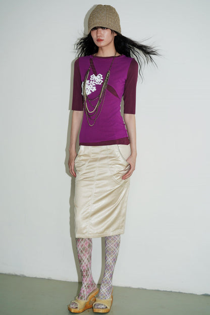 Jacquard Color-Blocked Slim-Fit Top