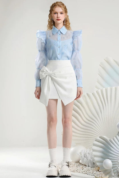 Cloud Fragrance Puff Sleeve Blouse Set-Up