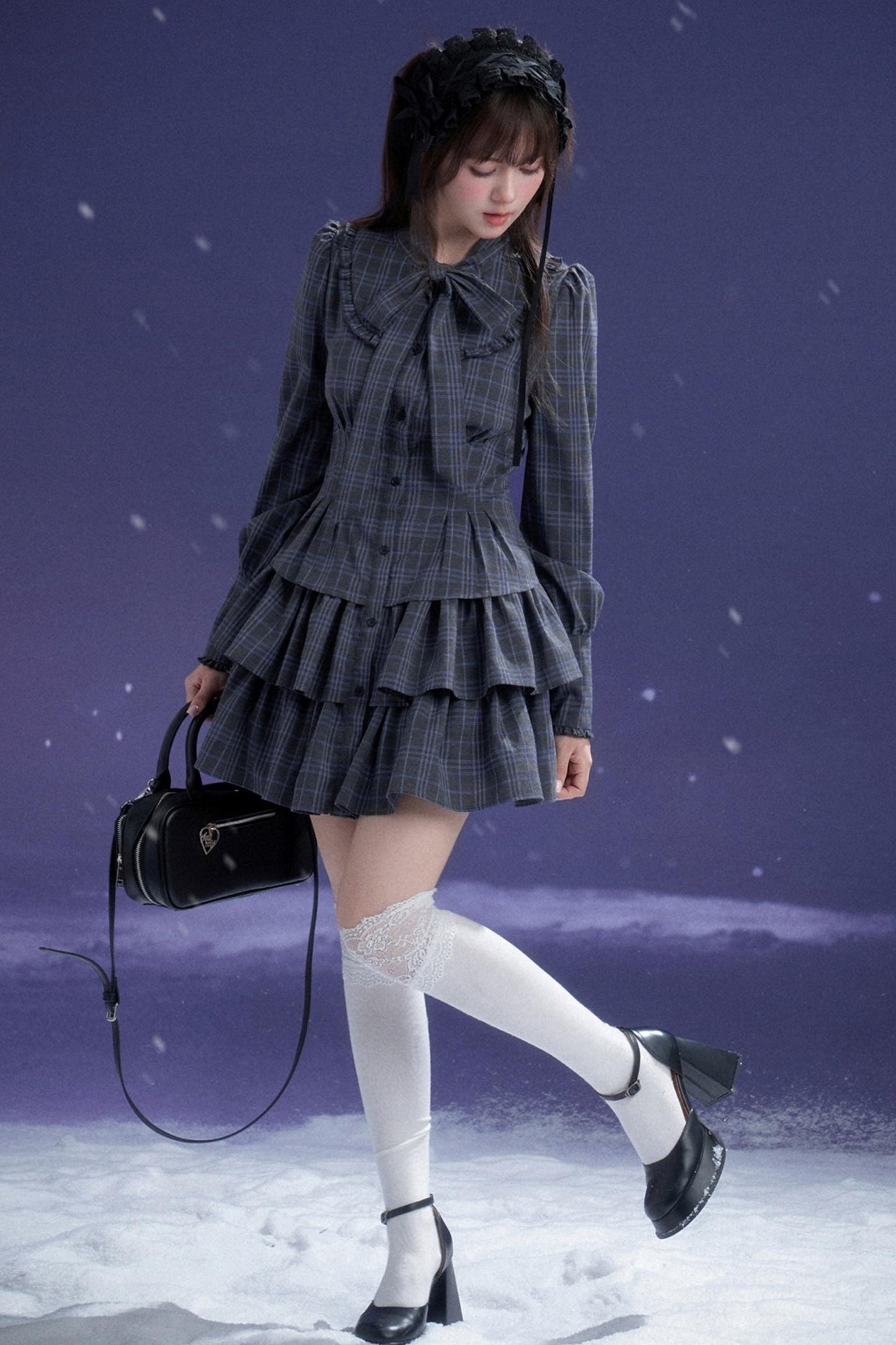 Twilight Plaid Gray Dress
