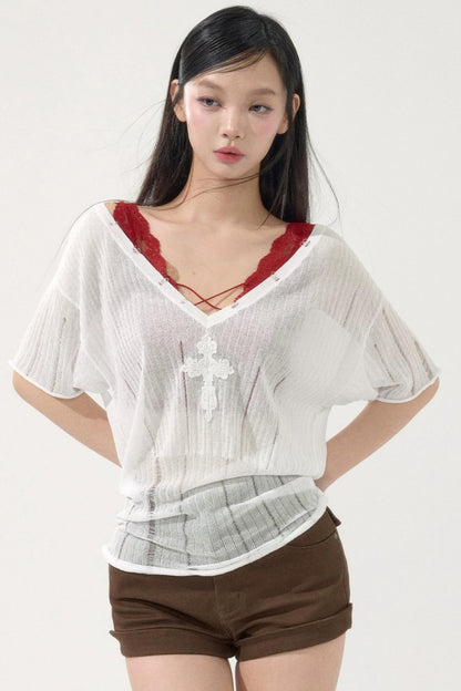 Batwing Sleeve Knit Top