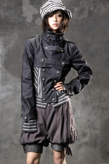 Denim Patchwork Striped Jacket