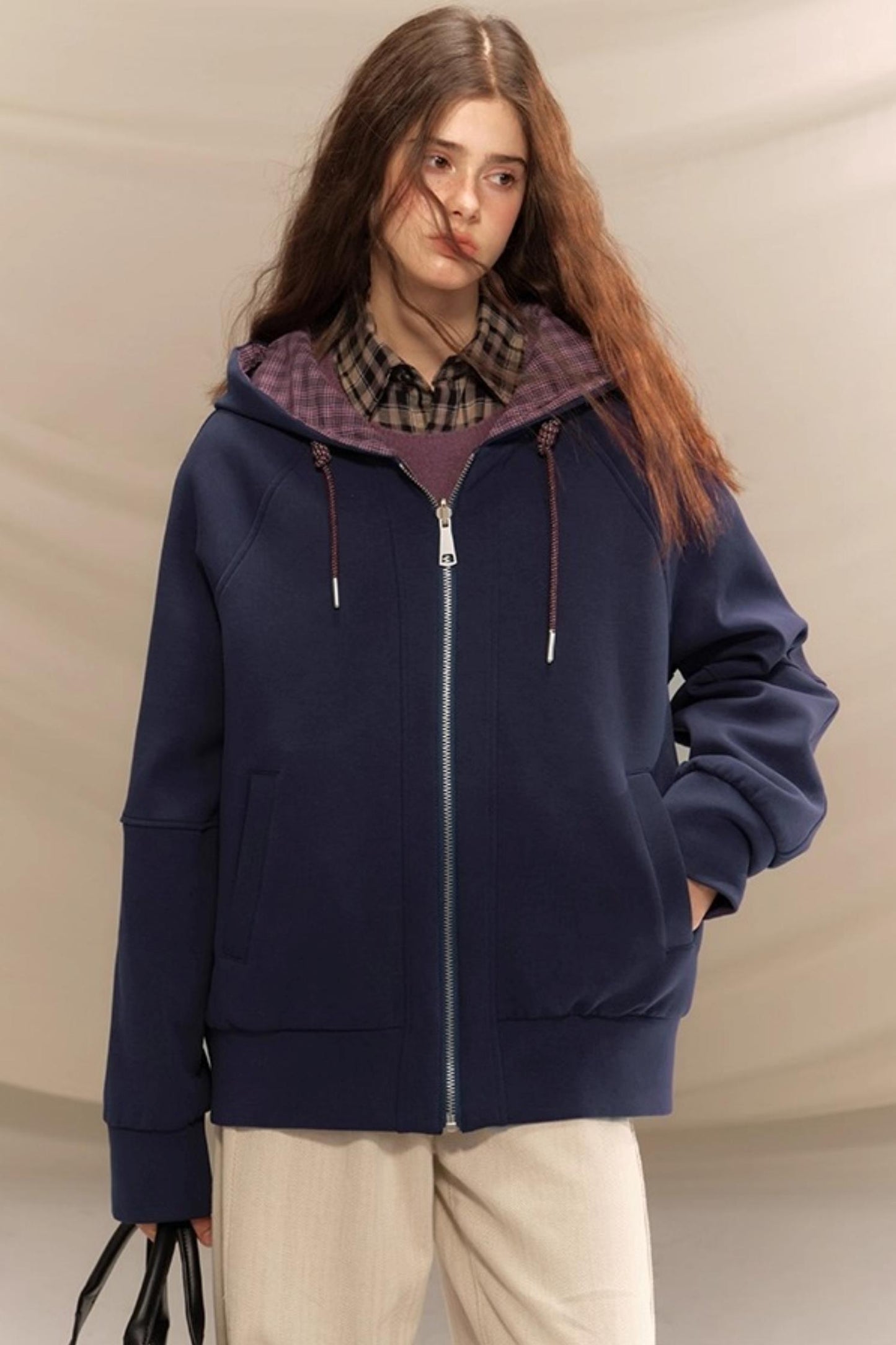 Layer Plaid Hooded Jacket