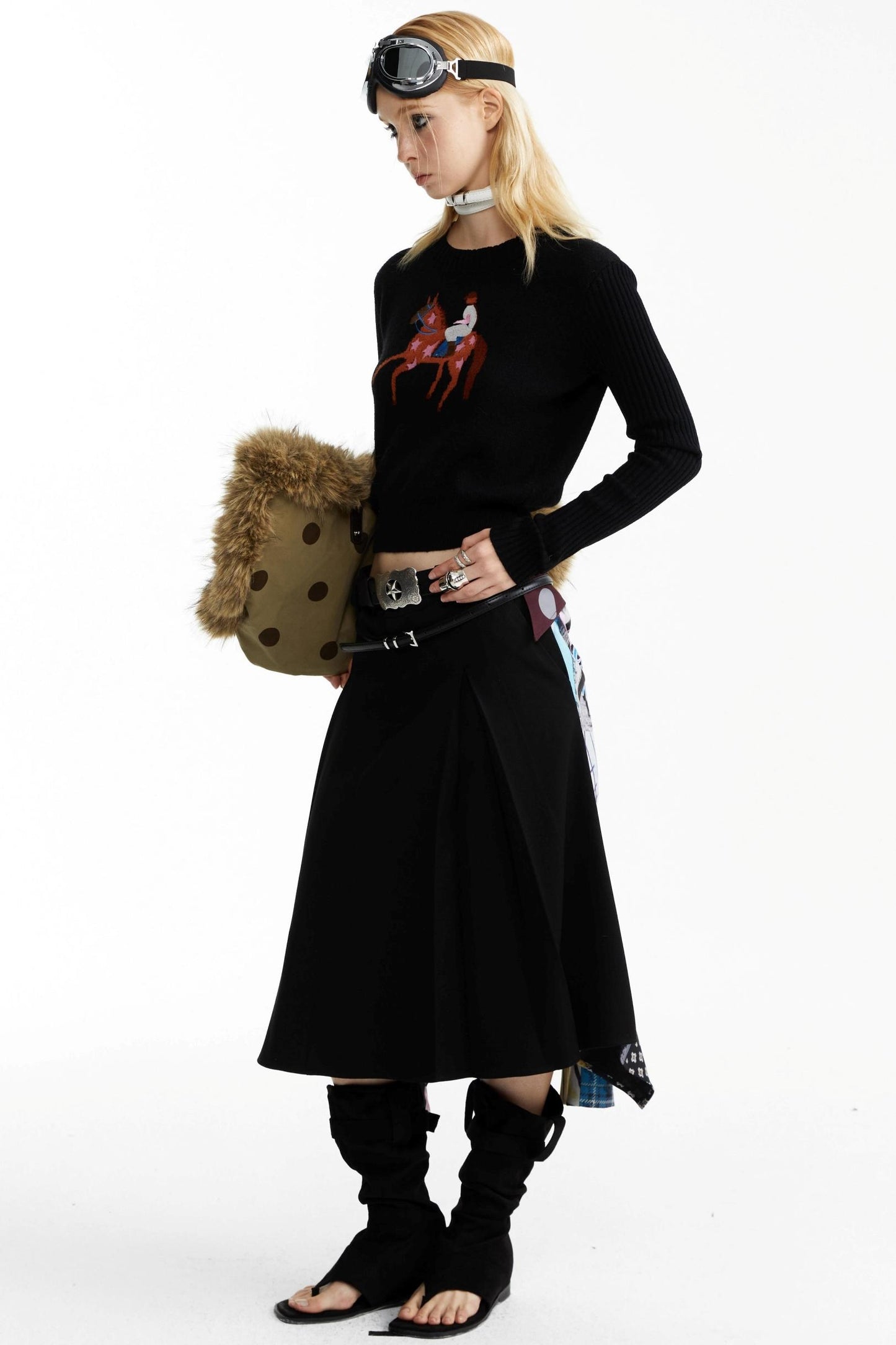 Equestrian Race Pattern Knitted Sweater