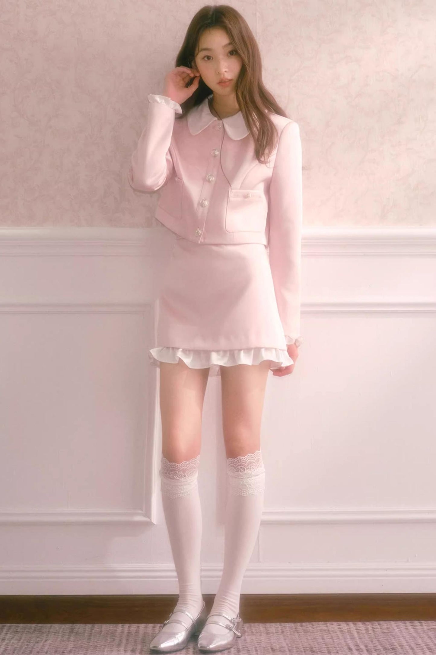 Autumn Collar Short Suit Skirt Set-Up