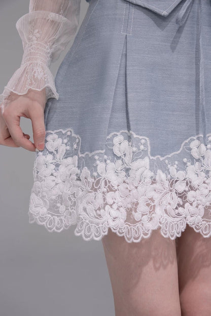 Color-Block Lace Skirt Set