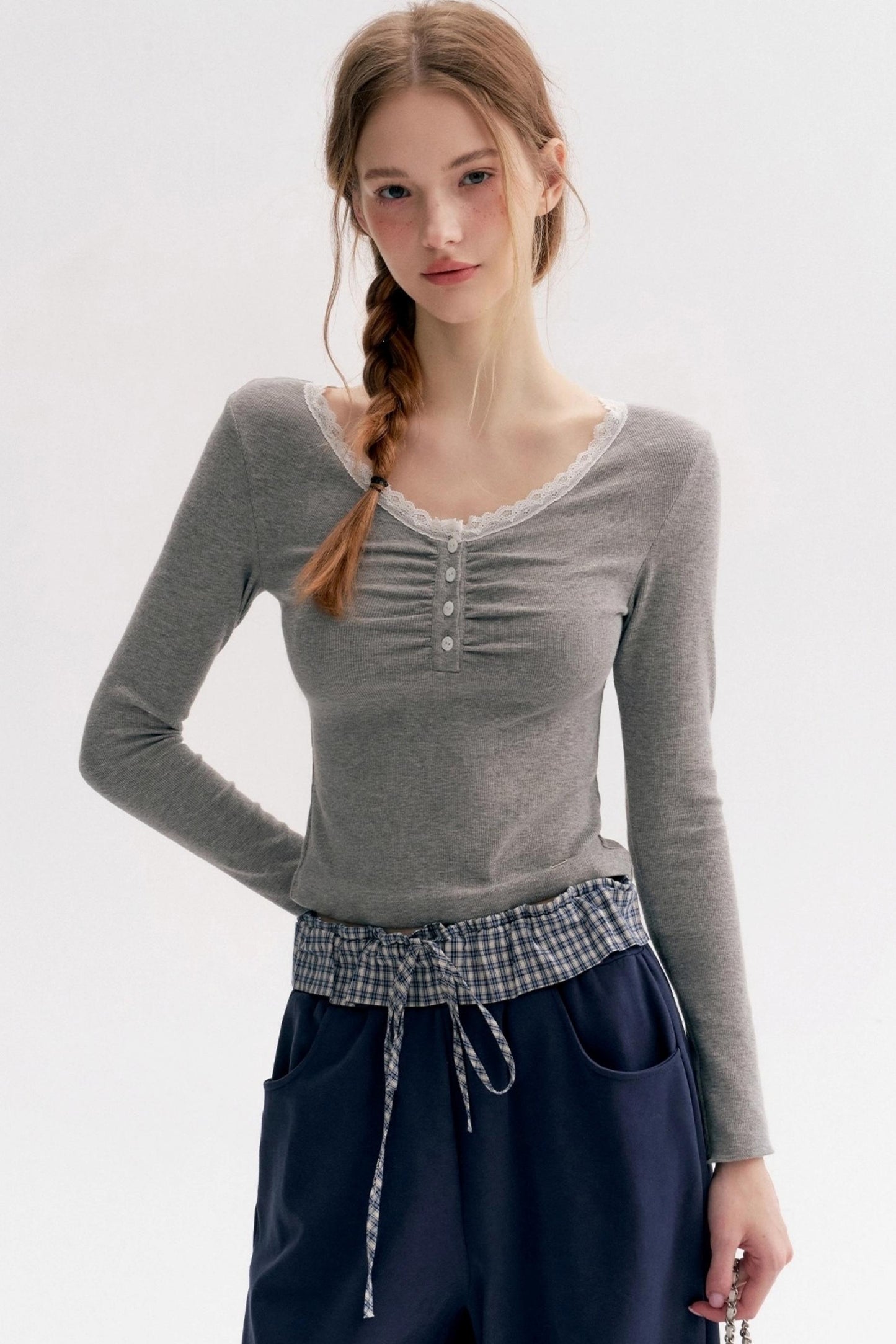 Lazy Contrast Wide-Leg Sweatpants