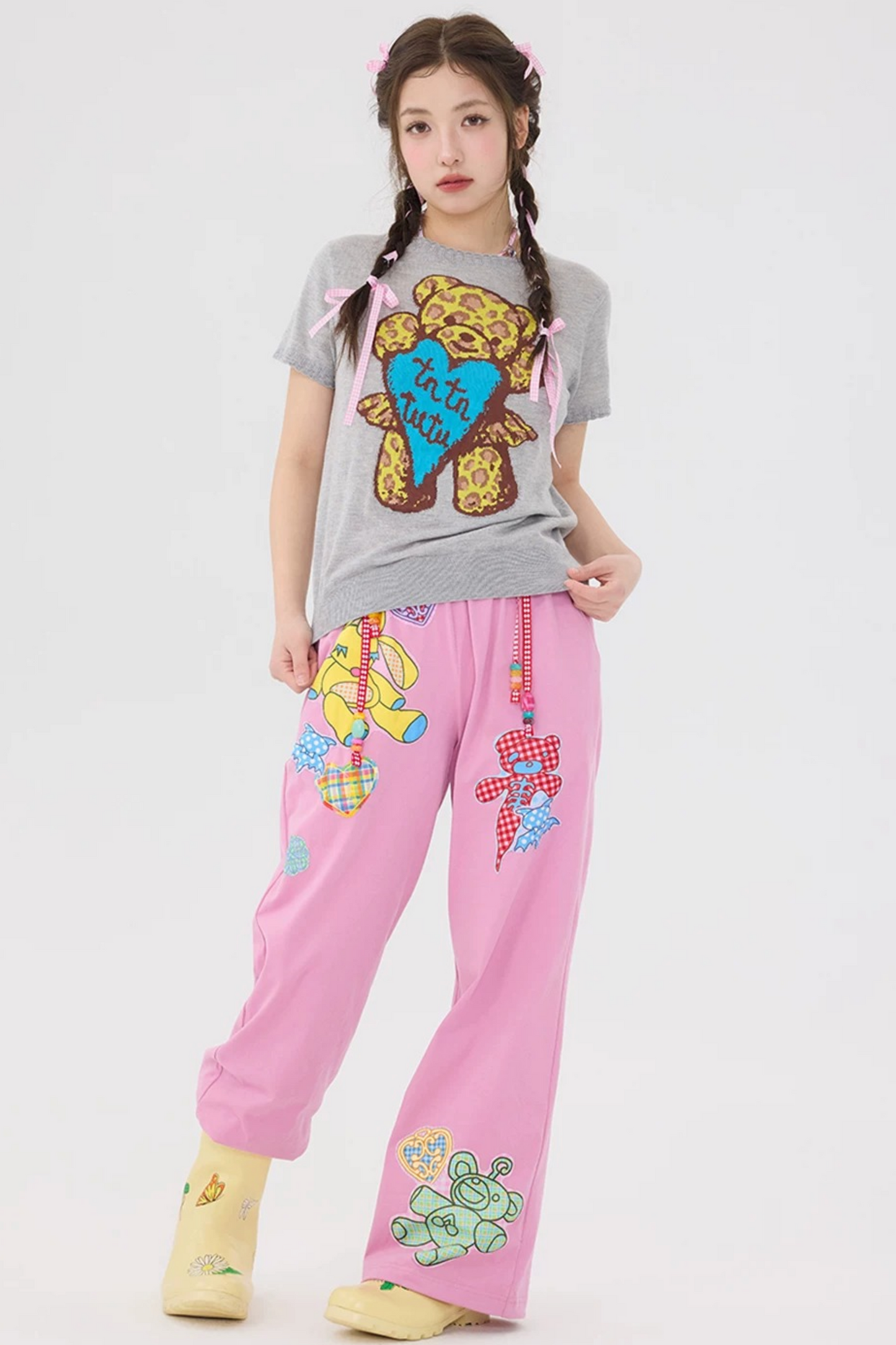 Pantalon de jogging rose à empiècements