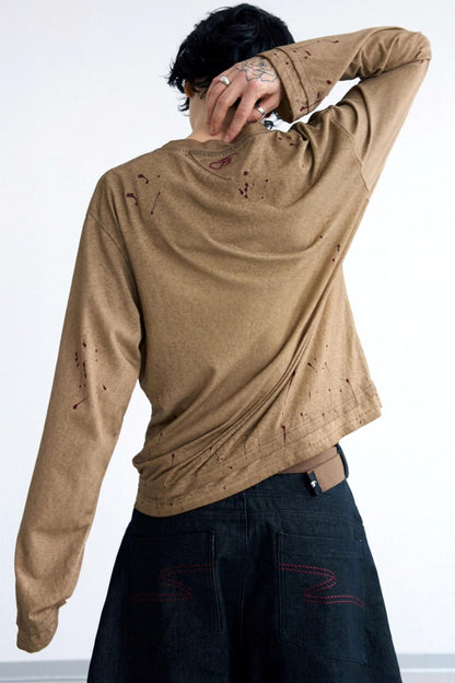 Vintage Splash Ink Henley Tee