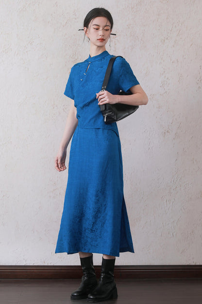 Blue Drawstring Dress