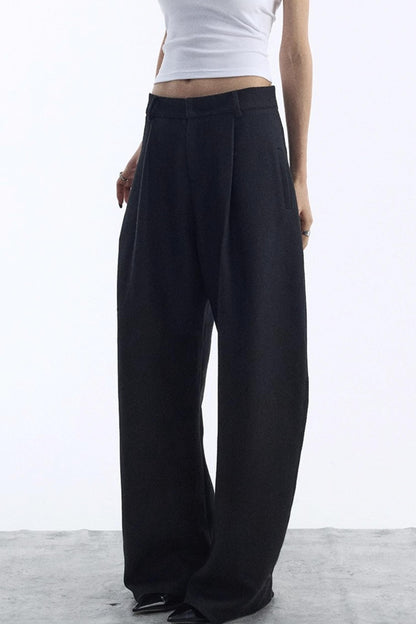 Black Wool Scimitar Trousers