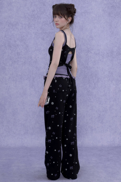 Black Purple Cutout Camisole Set-Up