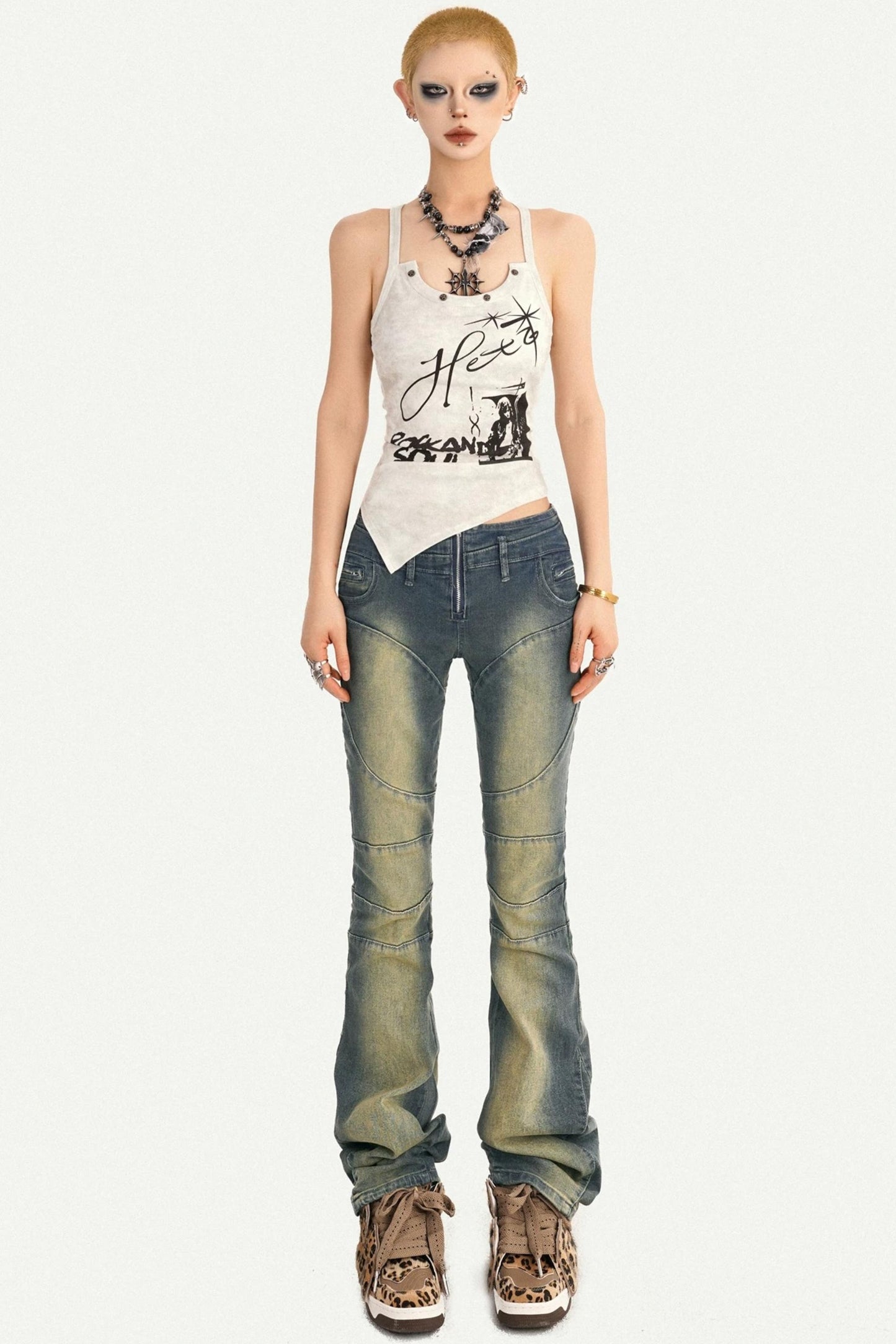 Retro Flared Denim Pants