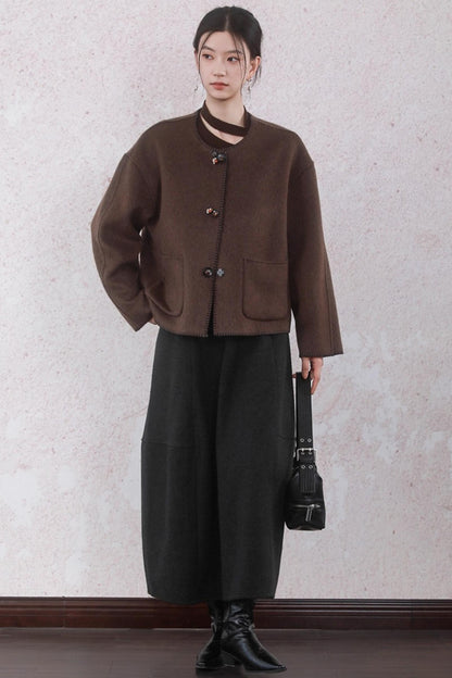 Gray Faux Tweed Warm Bud Skirt