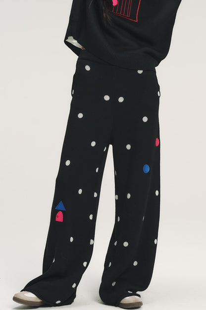 Colorful Polka Dot Knit Pants