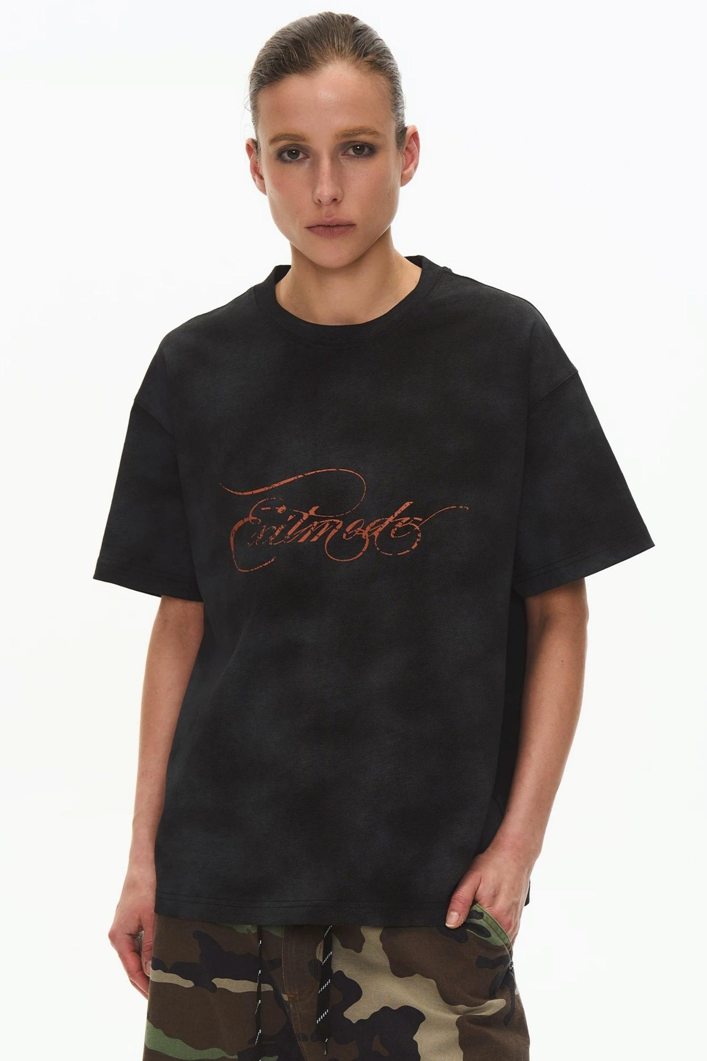 Retro Loose Cotton Spray-Painted T-Shirt
