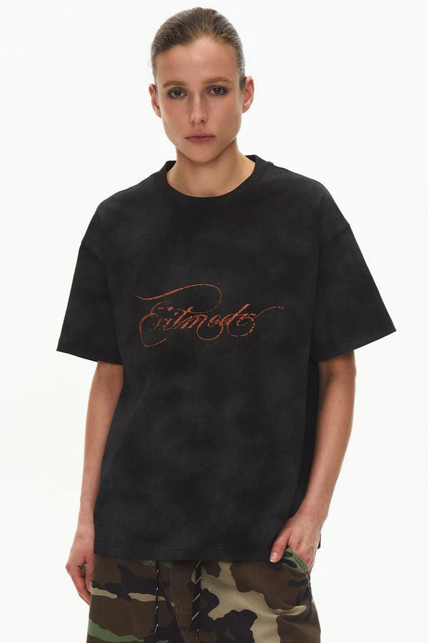 Retro Loose Cotton Spray-Painted T-Shirt