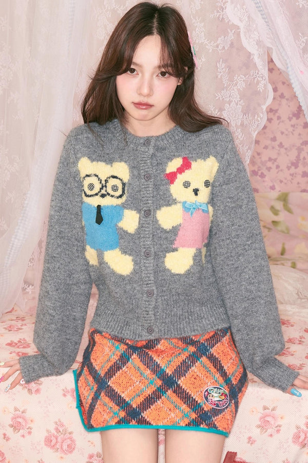 Peach Heart Plush Knit Cardigan