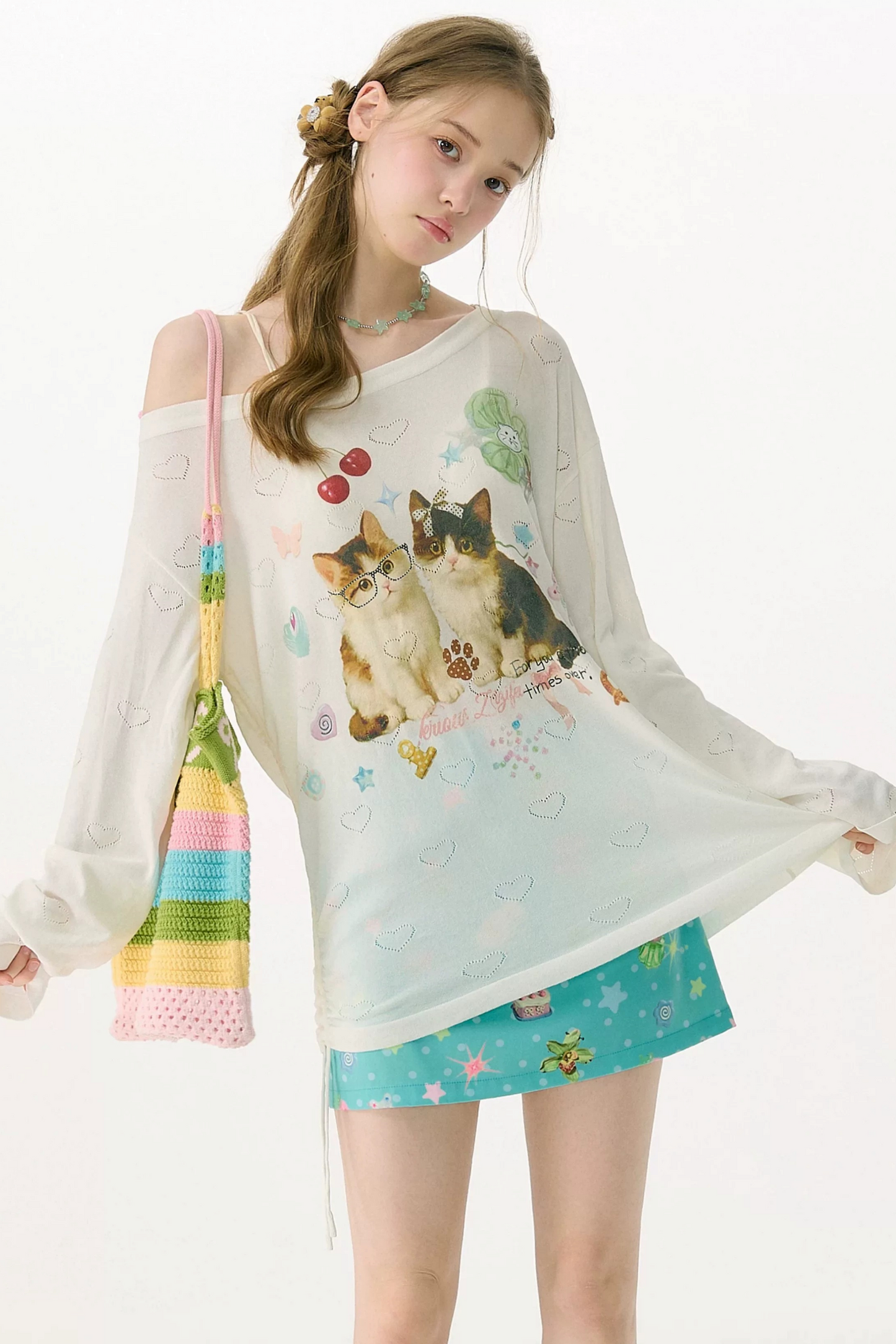Cat Island Heart Cut-Out Blouse