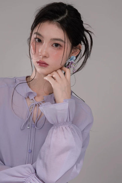 Acetate Deep Purple Blouse Set