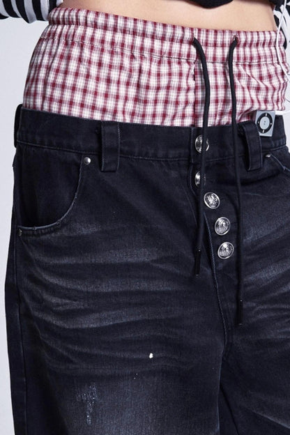 Distressed Ink Wash Baggy Pants