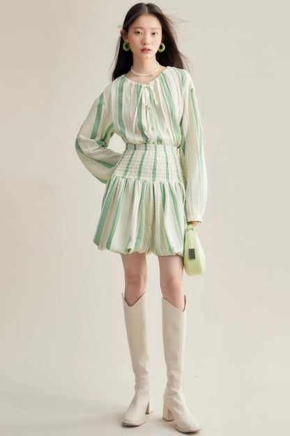 Elven Stripe Cardigan Skirt Set-Up