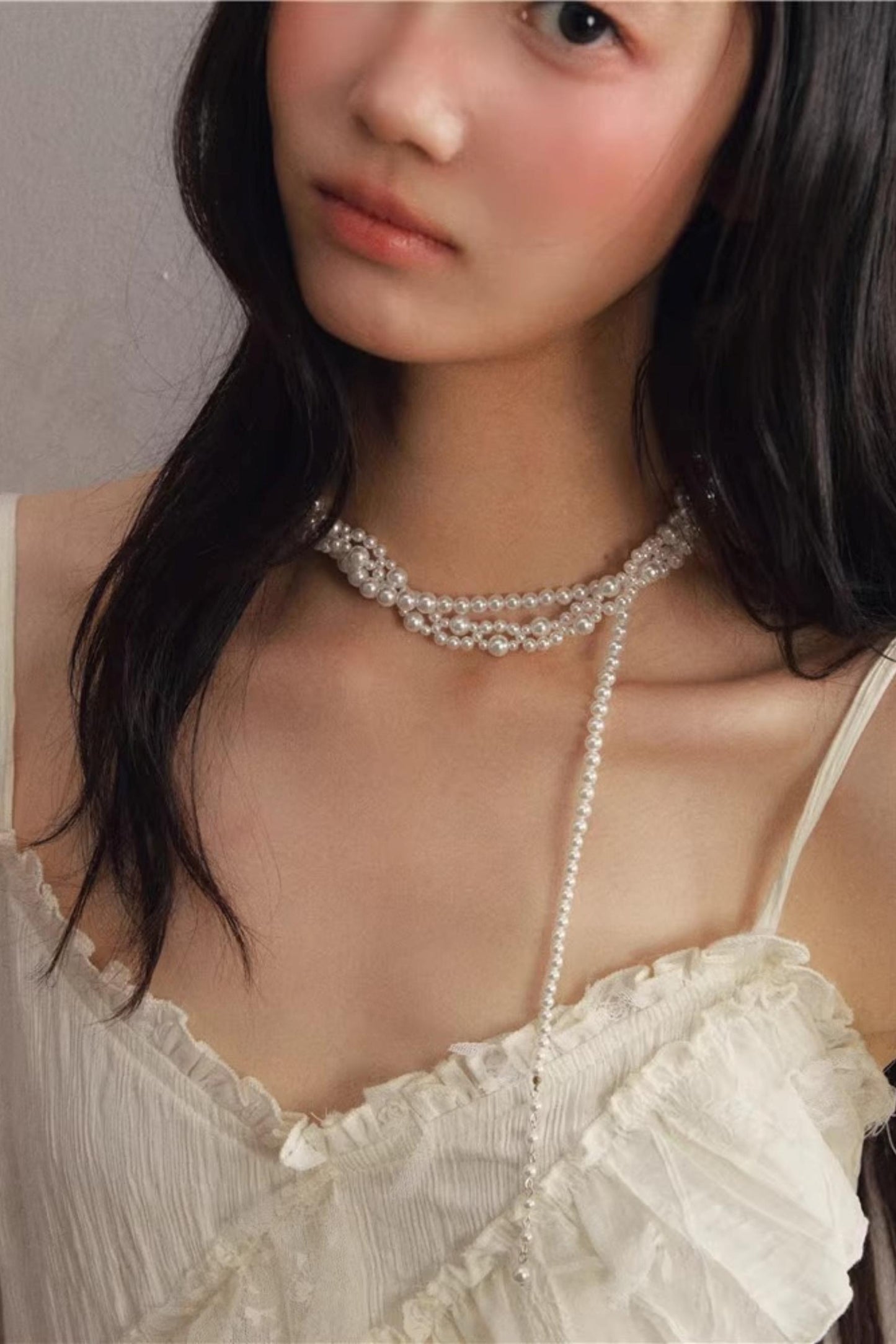 White Pearl Wrapped Necklace