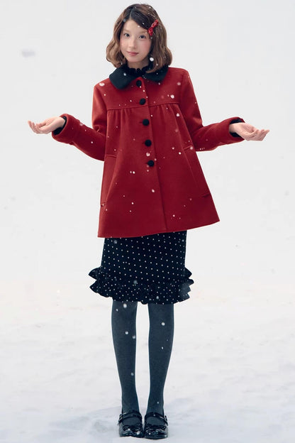 Red Bow Woolen Coat