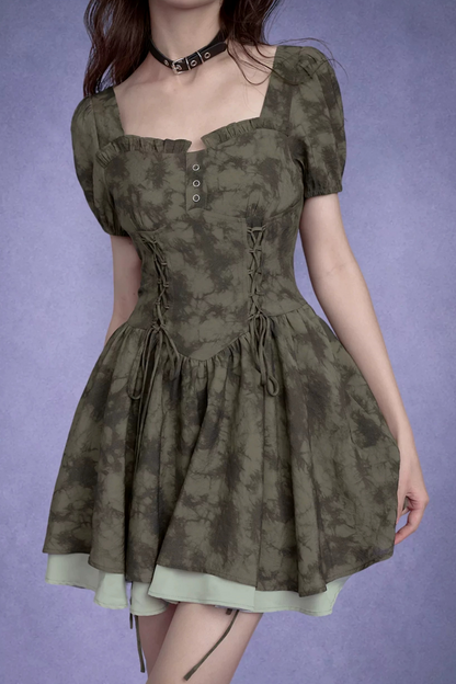 Dunkelmoosfarbenes figurformendes Kleid