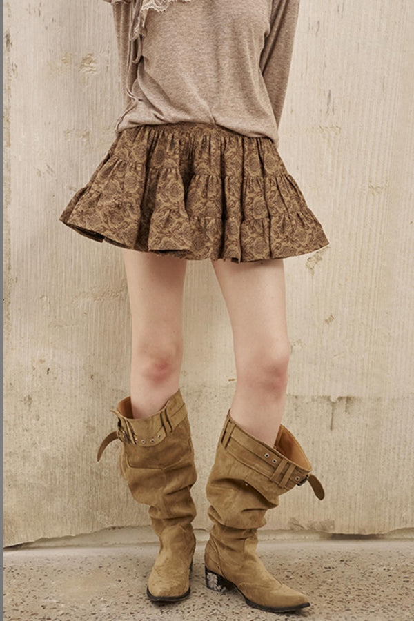 Wave Vintage Puffy A-Line Skirt