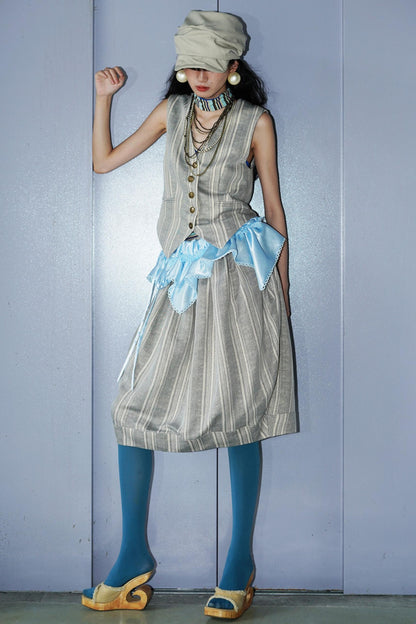 Shimmering Satin Short Skirt Curtain