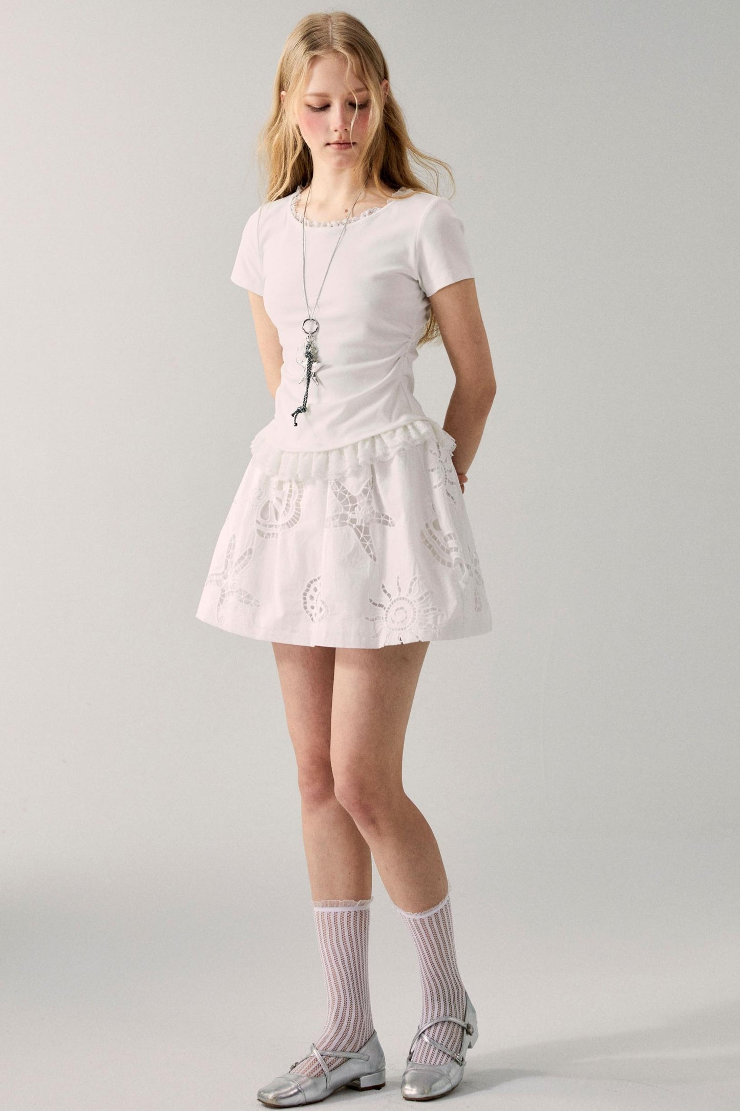 Romantic Drawstring Lace Tee