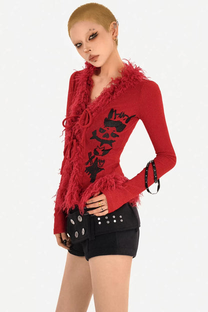 V-Ausschnitt Strickpullover Oberteil