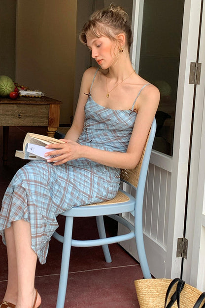 Vintage Checked Camisole Maxi Skirt Set-Up