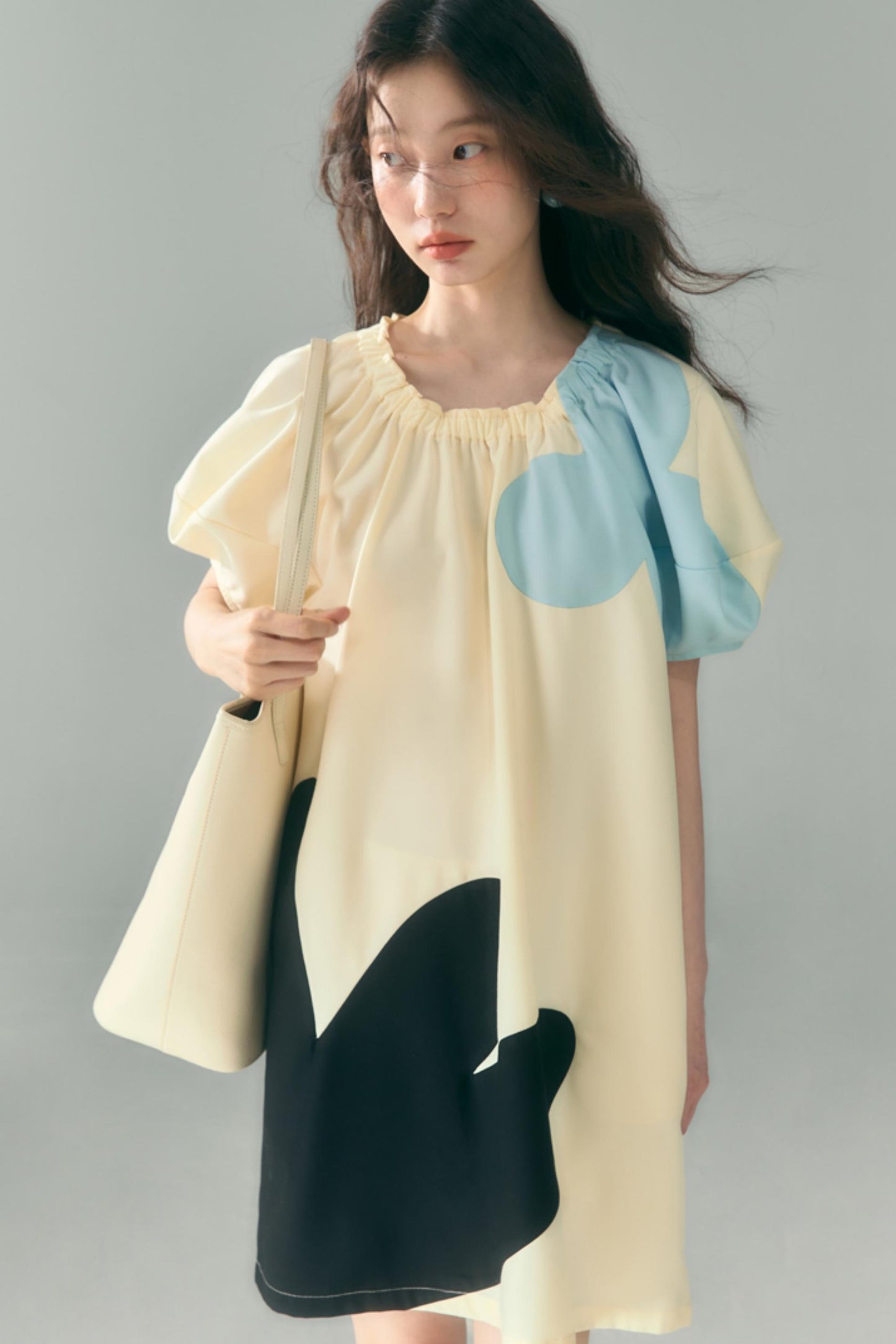 Original Blue Star Patchwork Crewneck Dress