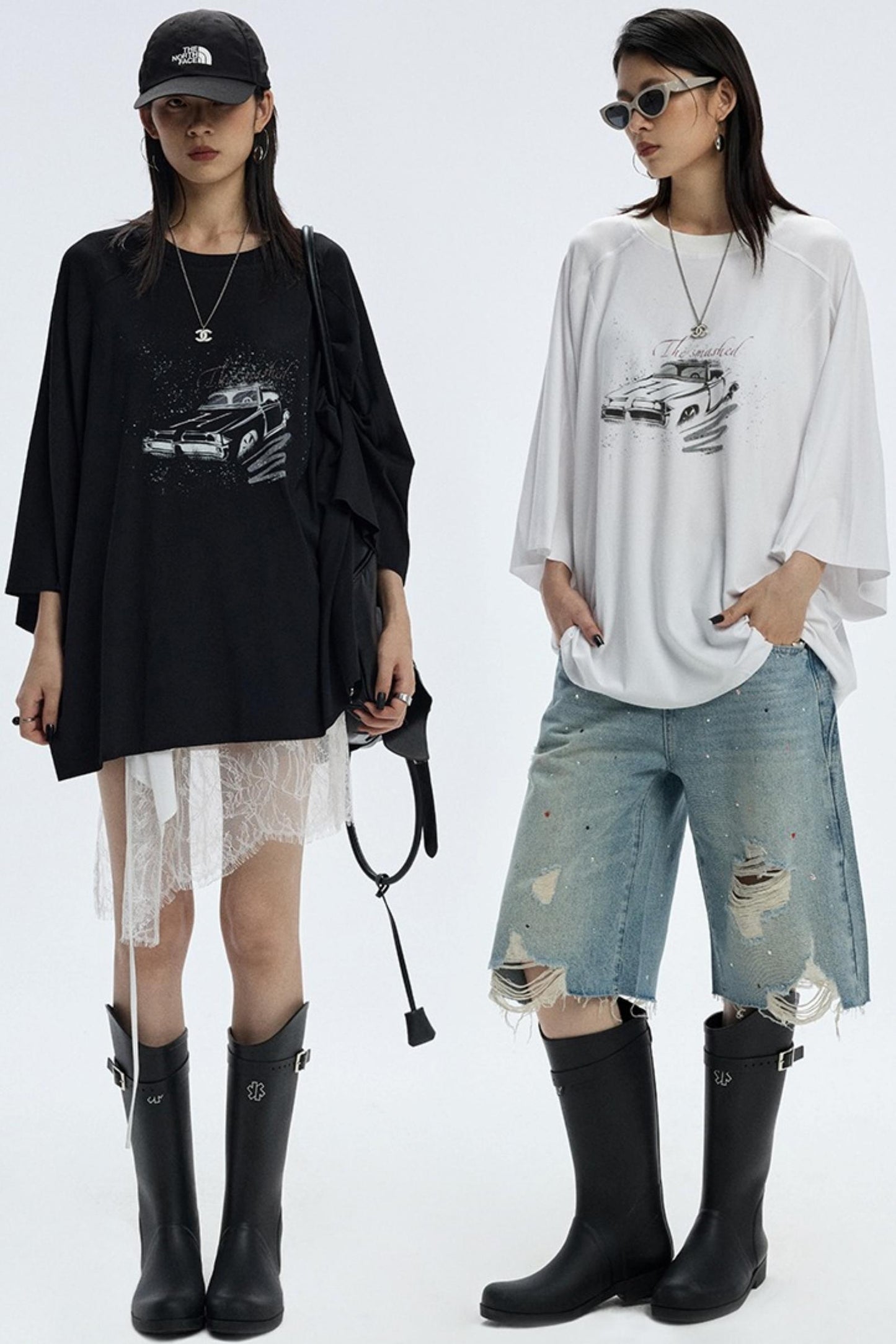 Vintage Car Print Cropped T-Shirt