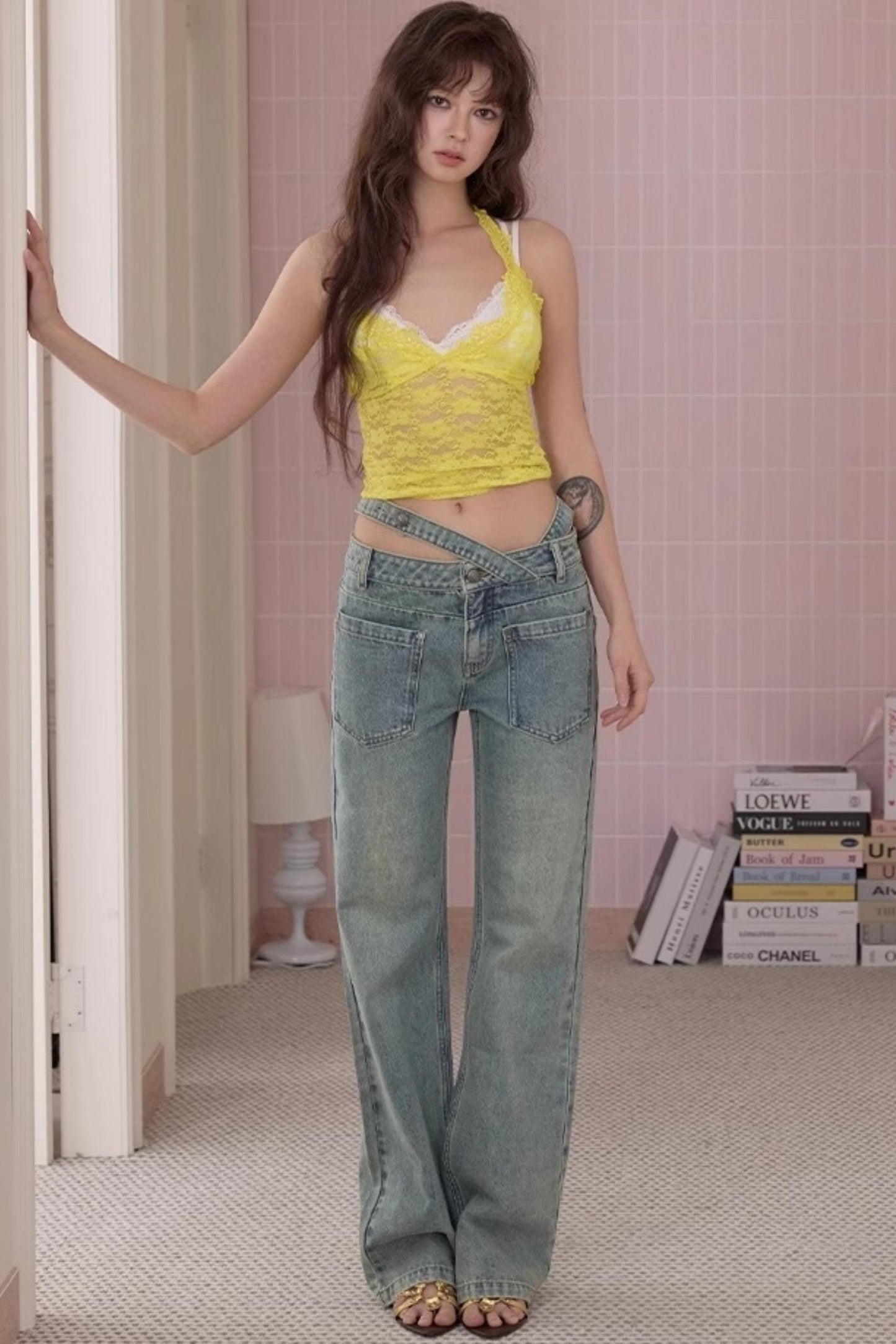 Summer Chic Cross-Waist Jeans