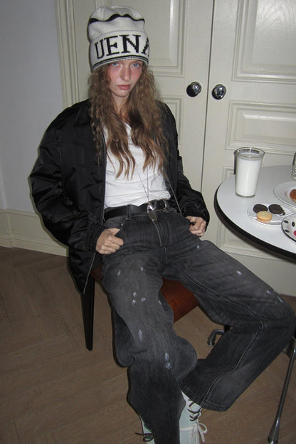 American Retro Distressed Wide-Leg Pants