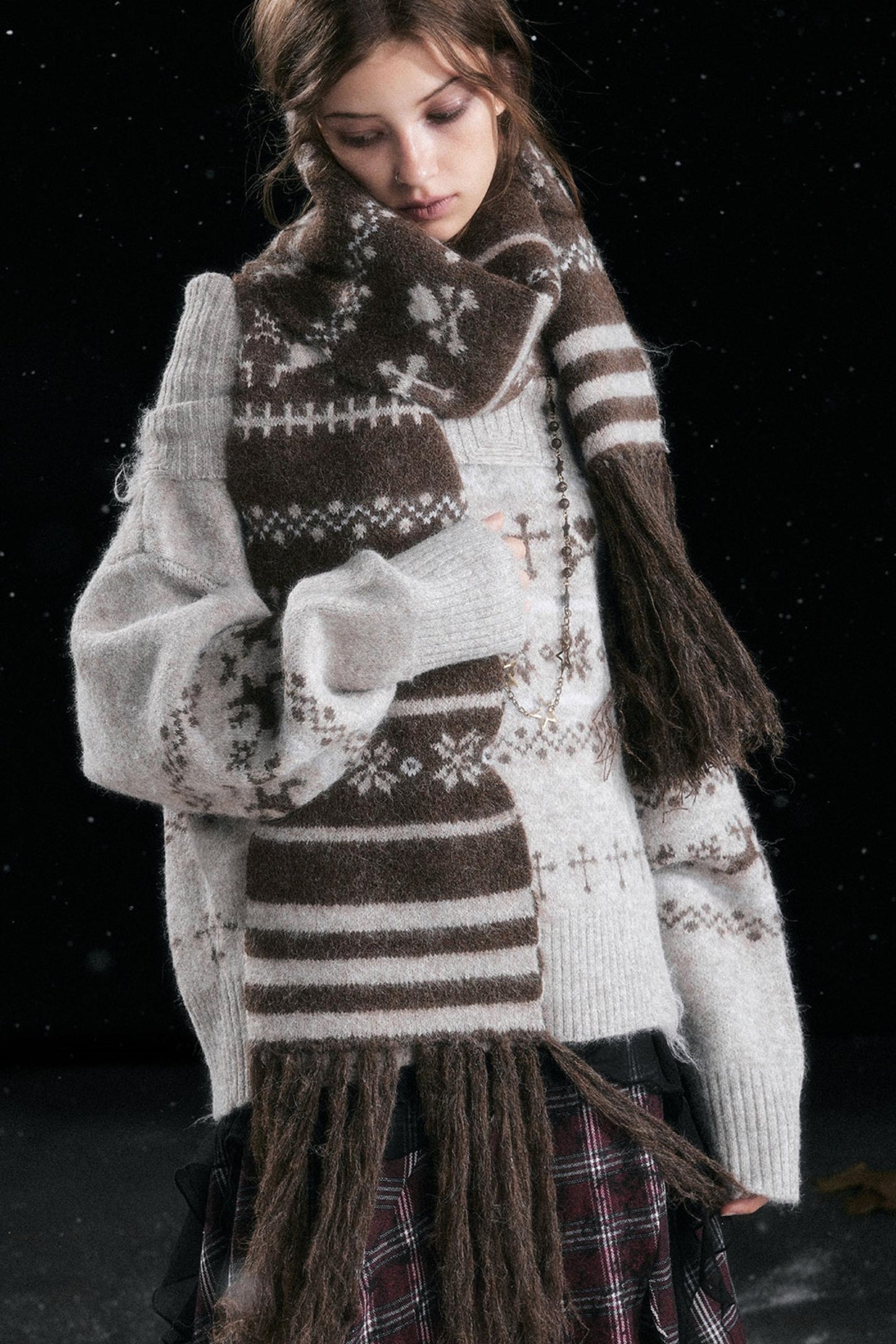 Fair Isle Wave Jacquard Scarf