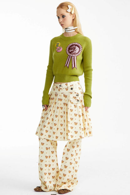 Detachable Pleated Two-Wear Slimming Culottes Pants Set