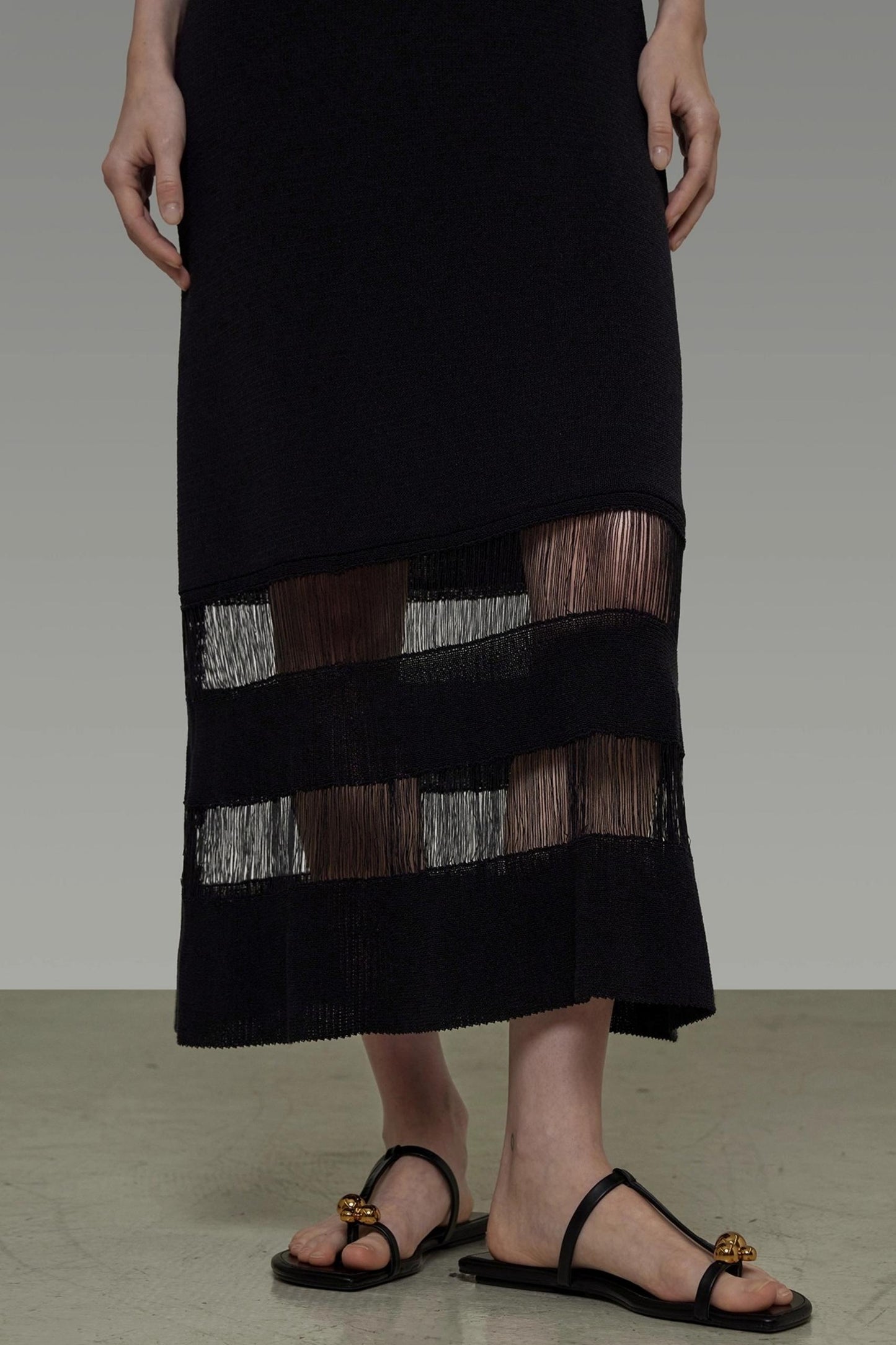 Minimalist U-Neck Tassel Dress