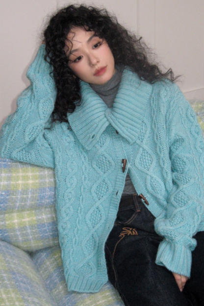 Wool Cable Knit Cardigan