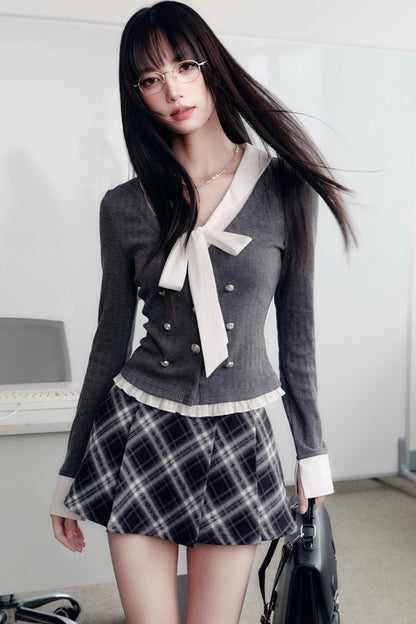 Classic Bow Knitted Top Set-Up