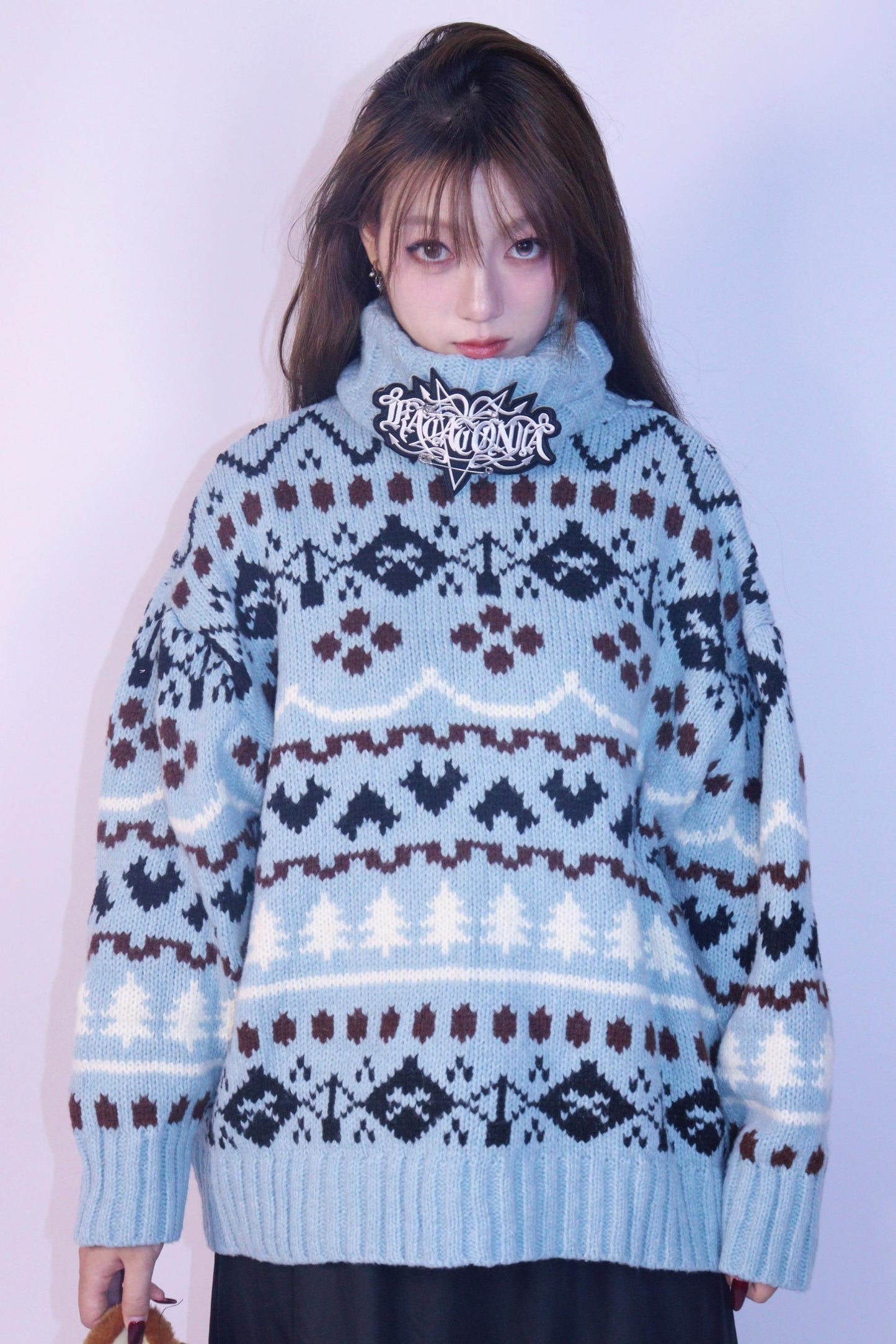 Strange Blue Jacquard Hooded Top