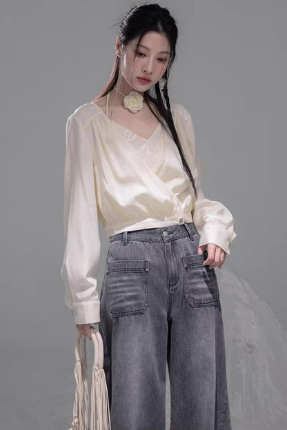 Ink Gray Distressed Jeans