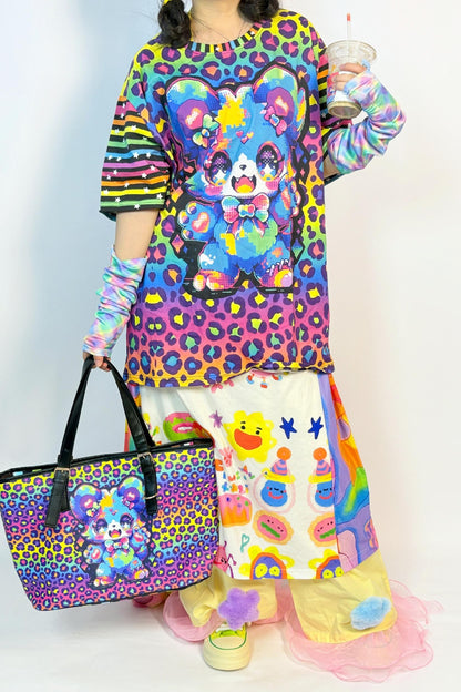 Rainbow Color Cotton Loose T-shirt